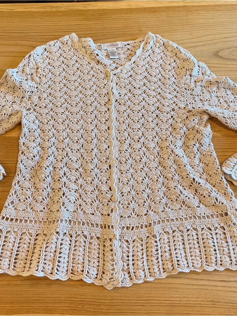 Northern Reflections Crochet Openwork Cardigan - Cream